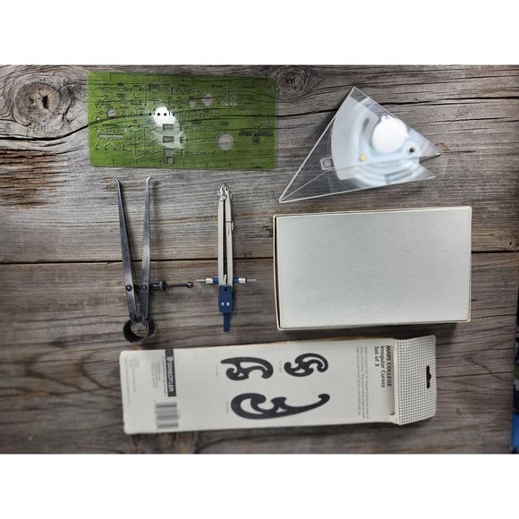 VINTAGE Staedtler, INDI-cal 8 PC LOT superbow compass, Architect-Engineer Tools - Picture 9 of 9